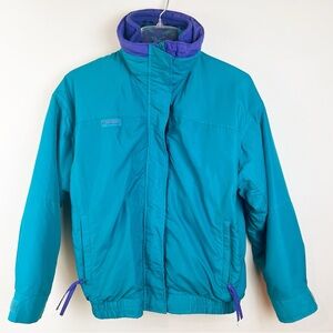 Vintage 90s Columbia Bugaboo Jacket Women’s Medium Retro Ski Teal Purple Fleece
